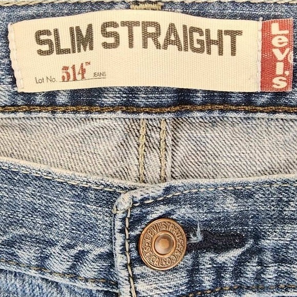 Levis 514 Jeans Mens 38x32 Blue Denim Straight Leg Classic Five Pocket Workwear - Picture 7 of 9